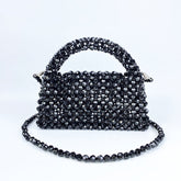 Sac de téléphone portable populaire fait à la main en perles Petit sac carré Sac tissé pionnier en perles noires